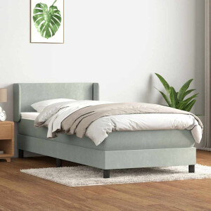 vidaXL Boxspring met matras fluweel lichtgrijs 80x220 cm