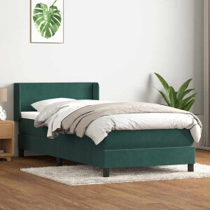 vidaXL Boxspring met matras fluweel donkergroen 80x220 cm