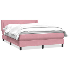 vidaXL Boxspring met matras fluweel roze 140x220 cm