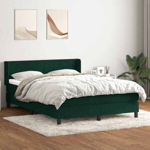 vidaXL Boxspring met matras fluweel donkergroen 160x220 cm