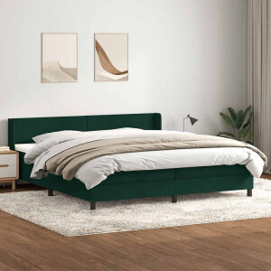 vidaXL Boxspring met matras fluweel donkergroen 180x220 cm
