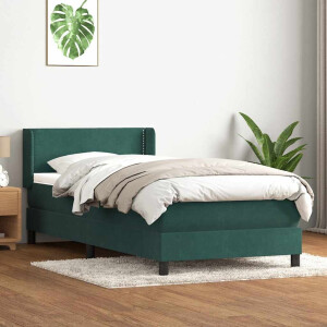 vidaXL Boxspring met matras fluweel donkergroen 80x220 cm