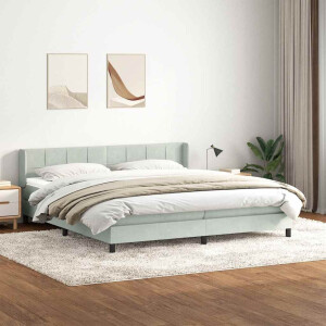 vidaXL Boxspring met matras fluweel lichtgrijs 180x210 cm