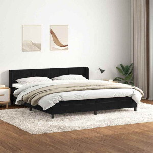 vidaXL Boxspring met matras fluweel zwart 180x210 cm