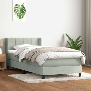 vidaXL Boxspring met matras fluweel lichtgrijs 80x220 cm