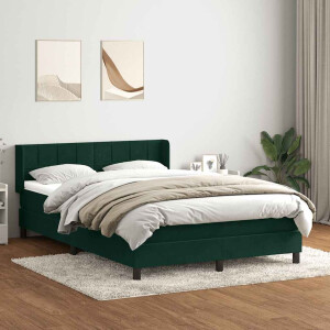 vidaXL Boxspring met matras fluweel donkergroen 160x220 cm