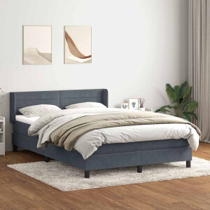 vidaXL Boxspring met matras fluweel donkergrijs 160x210 cm