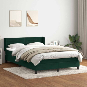 vidaXL Boxspring met matras fluweel donkergroen 160x210 cm