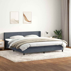 vidaXL Boxspring met matras fluweel donkergrijs 180x210 cm