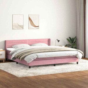 vidaXL Boxspring met matras fluweel roze 180x210 cm