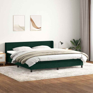 vidaXL Boxspring met matras fluweel donkergroen 180x220 cm