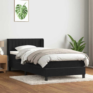 vidaXL Boxspring met matras fluweel zwart 90x210 cm