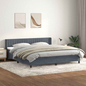 vidaXL Boxspring met matras fluweel donkergrijs 200x210 cm