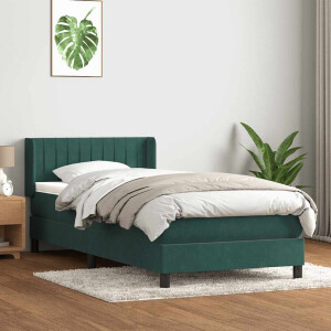 vidaXL Boxspring met matras fluweel donkergroen 80x220 cm