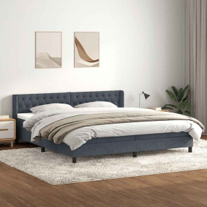 vidaXL Boxspring met matras fluweel donkergrijs 180x210 cm
