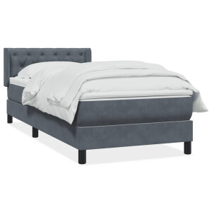 vidaXL Boxspring met matras fluweel donkergrijs 80x220 cm