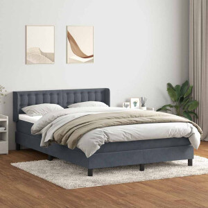 vidaXL Boxspring met matras fluweel donkergrijs 160x210 cm