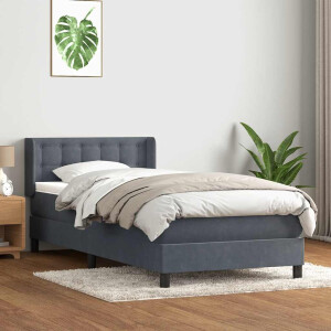 vidaXL Boxspring met matras fluweel donkergrijs 80x220 cm