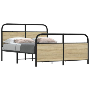 vidaXL Bedframe zonder matras metaal sonoma eikenkleurig 140x200 cm