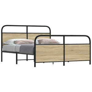vidaXL Bedframe zonder matras metaal sonoma eikenkleurig 150x200 cm