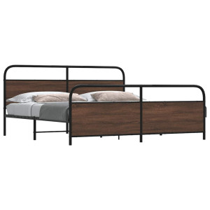 vidaXL Bedframe zonder matras metaal bruin eikenkleur 193x203 cm