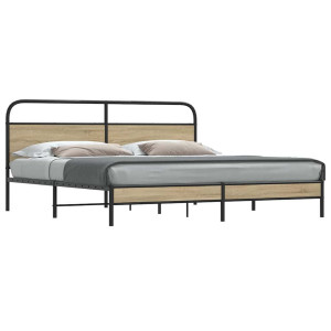 vidaXL Bedframe zonder matras metaal gerookt eikenkleurig 180x200 cm