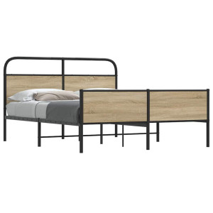 vidaXL Bedframe zonder matras metaal gerookt eikenkleurig 180x200 cm
