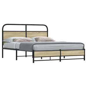 vidaXL Bedframe zonder matras metaal sonoma eikenkleurig 160x200 cm