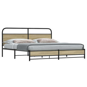 vidaXL Bedframe zonder matras metaal sonoma eikenkleurig 183x213 cm