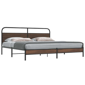 vidaXL Bedframe zonder matras metaal bruin eikenkleur 180x200 cm