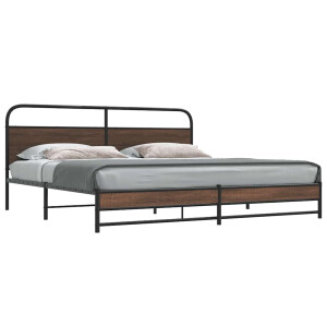 vidaXL Bedframe zonder matras metaal bruin eikenkleur 193x203 cm