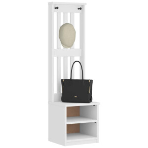 vidaXL Kapstok SANDNES wit 45x40x159,5 cm massief grenenhout