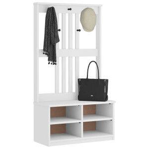 vidaXL Kapstok SANDNES wit 87x40x159,5 cm massief grenenhout