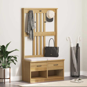 vidaXL Kapstok SANDNES 87x40x159,5 cm massief grenenhout
