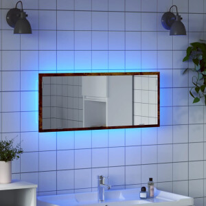 vidaXL Badkamerspiegel met LED 100x8,5x37cm bewerkt hout gerookt eiken