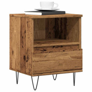 vidaXL Nachtkastje 40x35x50 cm bewerkt hout oud houtkleurig