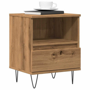 vidaXL Nachtkastje 40x35x50 cm bewerkt hout artisanaal eikenkleur