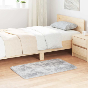 vidaXL Vloerkleed hoogpolig 60x100 cm polyester hoogpolig lichtgrijs