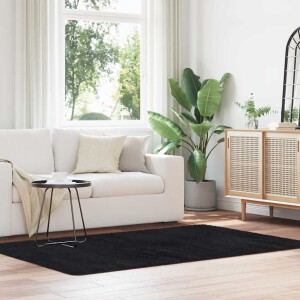 vidaXL Hoogpolig vloerkleed NAVARRA 130x200 cm polyester zwart