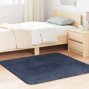 vidaXL Hoogpolig vloerkleed NAVARRA 120x120 cm polyester marineblauw