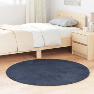 vidaXL Hoogpolig vloerkleed NAVARRA 120x120 cm polyester marineblauw