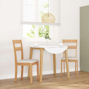 vidaXL Eetkamerstoelen met kussens 2 st massief hout naturel rubber