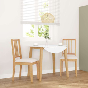 vidaXL Eetkamerstoelen met kussens 2 st massief hout naturel rubber