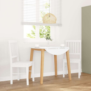 vidaXL Eetkamerstoelen met kussens 2 st massief hout rubber wit