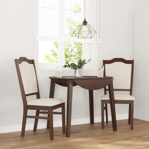 vidaXL Eetkamerstoelen met kussens 2 stuks bruin massief hout rubber