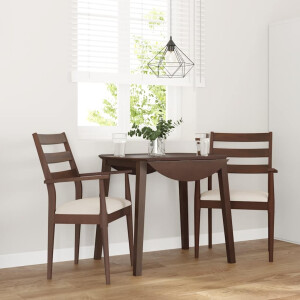 vidaXL Eetkamerstoelen met kussens 2 stuks bruin massief hout rubber