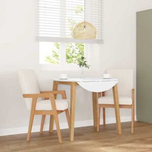 vidaXL Eetkamerstoelen met kussens 2 stuks massief hout rubber