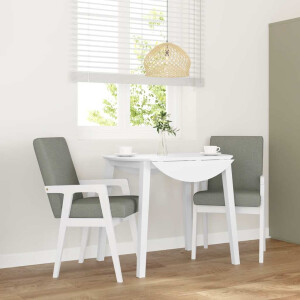 vidaXL Eetkamerstoelen met kussens 2 stuks wit massief hout rubber