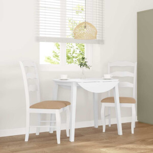 vidaXL Eetkamerstoelen met kussens 2 stuks wit massief hout rubber