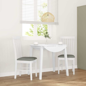 vidaXL Eetkamerstoelen met kussens 2 st massief hout rubber wit